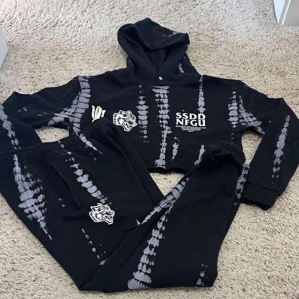 SOLD OUT Darc Sport Black and Gray Tie-Dye Track Pants & Hoodie Set